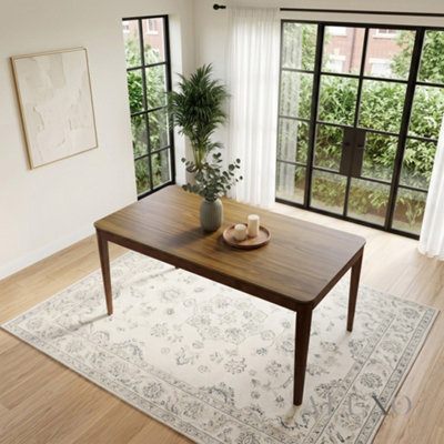 ALUXO Sherwood 1.5m Walnut Dining Set - Tapered Leg Table with 6 Dino ...