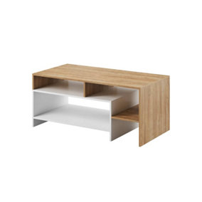 Alva Contemporary Coffee Table 2 Shelves Oak Grandson Effect & White (H)530mm (W)1200mm (D)600mm