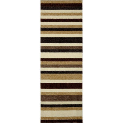 Alya Collection Washable Rugs & Runners Striped Design in Beige   117B