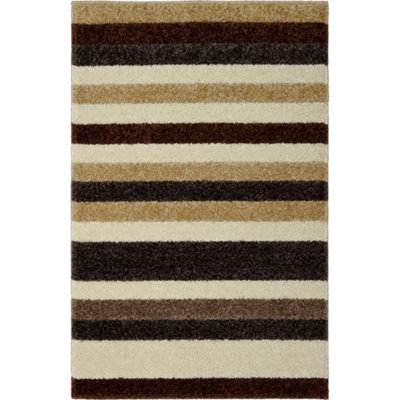 Alya Collection Washable Rugs & Runners Striped Design in Beige   117B