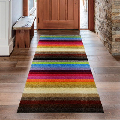 Alya Collection Washable Rugs & Runners Striped Design in Multicolour   117M