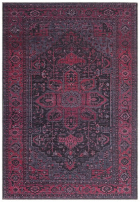 Alya Traditional Bordered Floral Persian Abstract Easy to Clean Rug for Living Room and Bedroom-120cm X 170cm