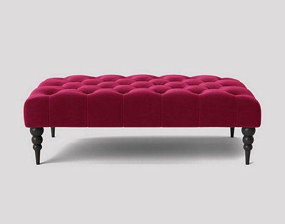 Alyana 180cm Rectangle Ottoman Bench with Wooden Legs- Claret Red Plush ...