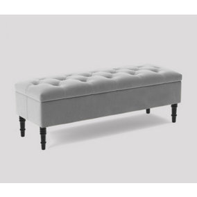 Alyana Ottoman bench with Storage and Turned Wooden Legs, 120cm Wide Ottoman Box