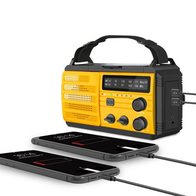 AM FM Solar Radio Portable Emergency Radio with 8000mAh Rechargeable ...