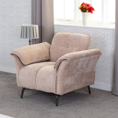 Amalfi 1 Seater Chair in Champagne Fabric and Metal Legs