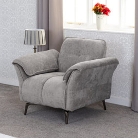 Amalfi 1 Seater Chair in Grey Fabric and Metal Legs