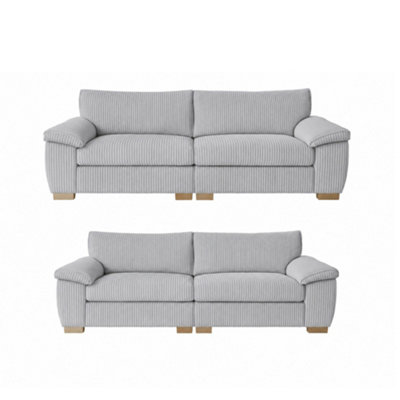 Amalfi 3+2 Seater Split Sofa Soft Fabric in Silver