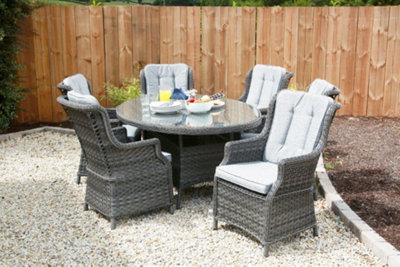 Amalfi 6-Seat Oval Set - Dark Grey - Weave Rattan - Table & Chair ...