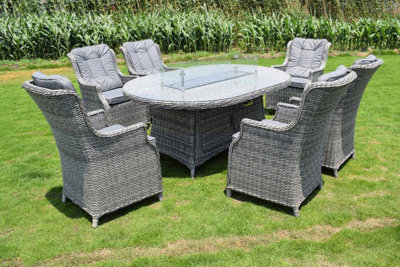 6 seater oval discount rattan garden furniture