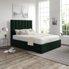 Amalfi Hugo Bottle Green Upholstered Double Ottoman Bed