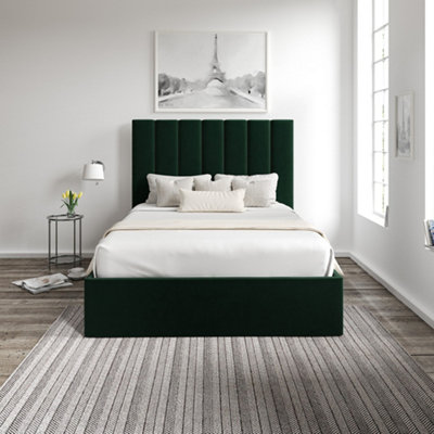 Amalfi Hugo Bottle Green Upholstered King Size Ottoman Bed