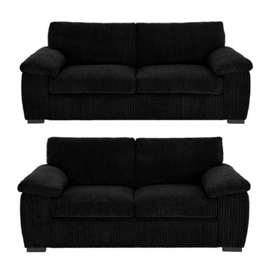 Amalfi Jumbo Cord 3 & 2 Seater Black