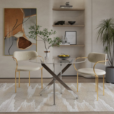 Amara 120cm Round Glass Dining Table With Chrome Silver Legs | £209 at B&Q