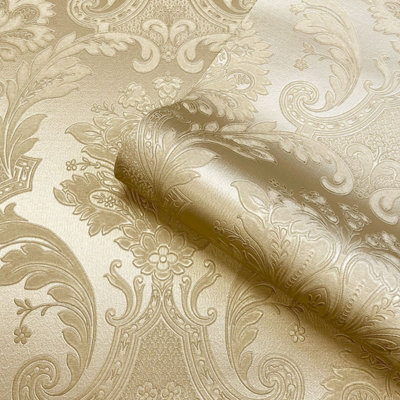 Amara Damask Wallpaper Gold Belgravia 7397