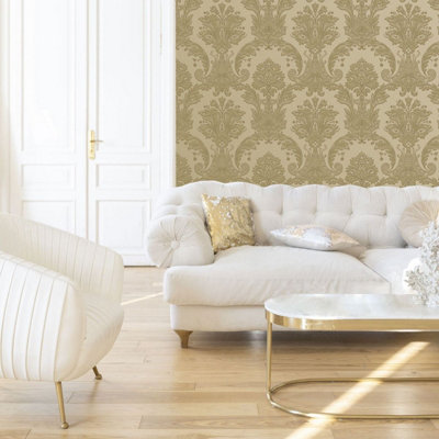 Amara Damask Wallpaper Gold Belgravia 7397 - 1