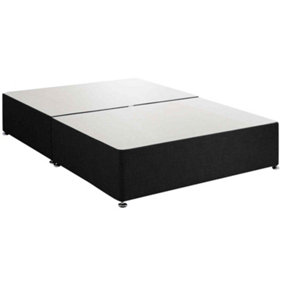 Amara Divan Base Only - Chenille Fabric, Black Color, 2 Drawers Right Side