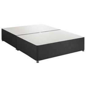 Amara Divan Base Only - Chenille Fabric, Charcoal Color, 2 Drawers Left Side
