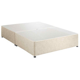 Amara Divan Base Only - Chenille Fabric, Cream Color, 2 Drawers Right Side