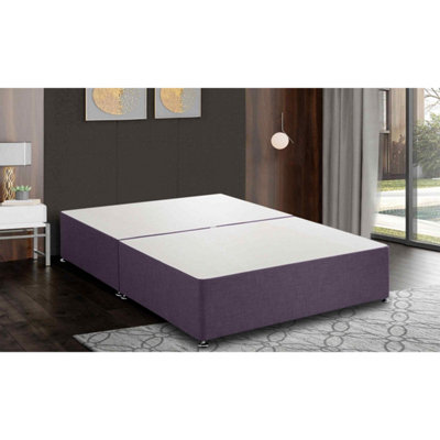 Amara Divan Base Only - Chenille Fabric, Purple Color, 2 Drawers Right Side