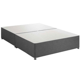 Amara Divan Base Only - Chenille Fabric, Silver Color, 2 Drawers Left Side