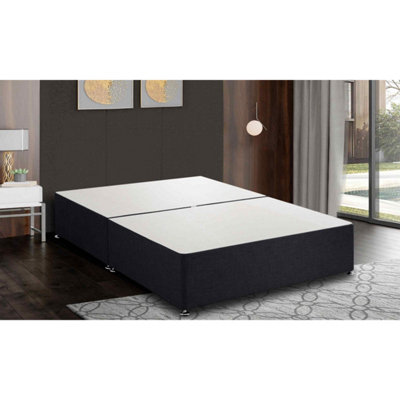 Amara Divan Base Only - Crushed Fabric, Black Color, 2 Drawers Right Side