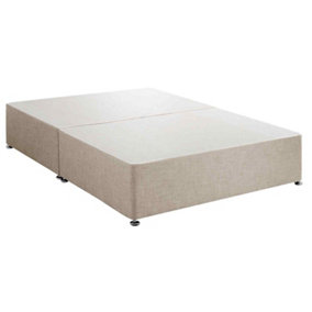 Amara Divan Base Only - Crushed Fabric, Cream Color, 2 Drawers Left Side