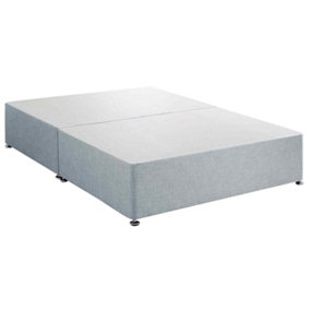 Amara Divan Base Only - Crushed Fabric, Silver Color, 2 Drawers Left Side