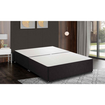 Amara Divan Base Only - Plush Fabric, Black Color, 2 Drawers Right Side
