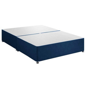 Amara Divan Base Only - Plush Fabric, Blue Color, 2 Drawers Right Side