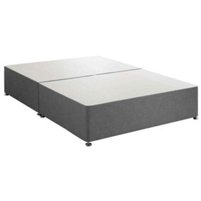 Amara Divan Base Only - Plush Fabric, Silver Color, 2 Drawers Right Side