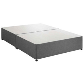 Amara Divan Base Only - Plush Fabric, Steel Color, 2 Drawers Right Side