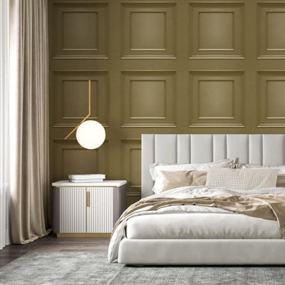Amara Panel Vinyl Wallpaper Gold Belgravia 7396