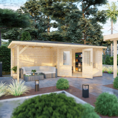 Amarrillo 10x20ft Premium Corner Log Cabin with Inside and Outside areas