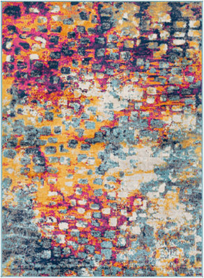 AMAYA Abstract Modern Marble Saffron Area Rug 160 x 215 cm