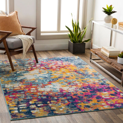 AMAYA Abstract Modern Marble Saffron Area Rug 160 x 215 cm