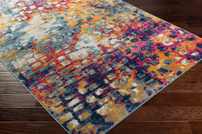 AMAYA Abstract Modern Marble Saffron Area Rug 160 x 215 cm