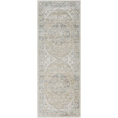 AMAYRA Machine Washable Traditionnal Boho Olive/Dark Blue Area Rug 66 x 115 cm