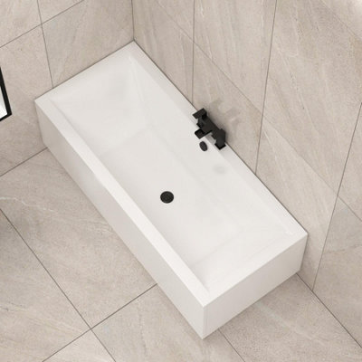 Amaze 1700 x 700mm Acrylic Square Edged Double Ended Gloss White Straight Bathtub