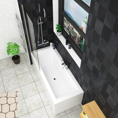 Amaze 1700 x 750mm Acrylic Square Edged Double Ended White Straight ...