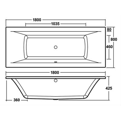 Amaze 1800 x 800mm Acrylic Square Edged Double Ended White Straight ...