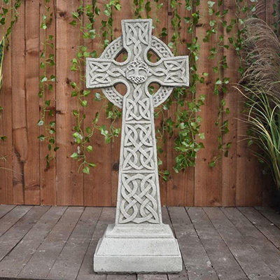 Amazingly Detailed Large Celtic Cross Garden Ornament
