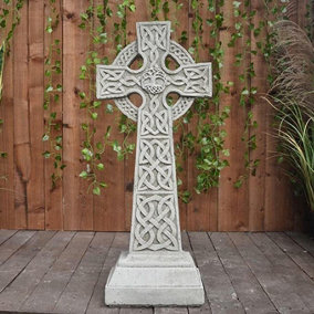 Amazingly Detailed Large Celtic Cross Garden Ornament