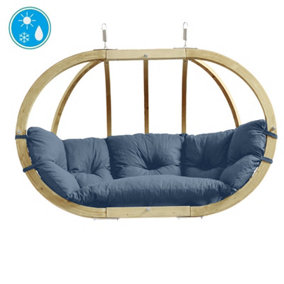 Amazonas Globo Double 2 Seat/Person Wooden Hanging Egg Chair With Agora  Weatherproof Fabric Cushion - Brisa