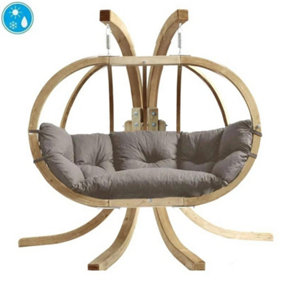 Amazonas Globo Royal Double Seater Hanging Chair Set in Taupe