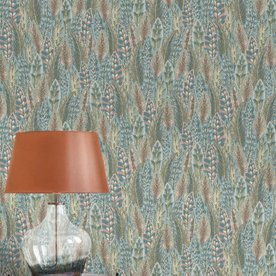 Amazonia Amherst Coral Blue Wallpaper Holden 91302