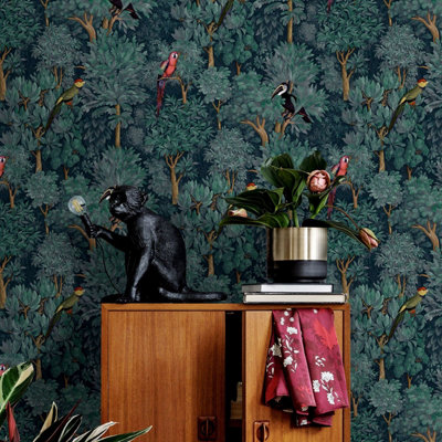 Amazonia Botanist Wallpaper Teal Holden 91251 | DIY at B&Q