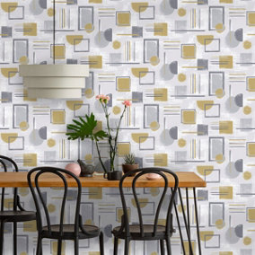 Amazonia Nordic Geo Ochre Wallpaper Holden 91331