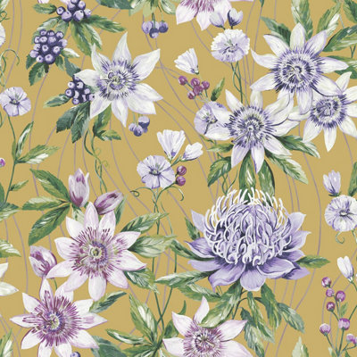 Amazonia Passiflora Ochre Wallpaper Holden 91321