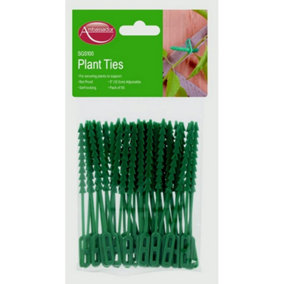Ambador Adjustable Plastic Plant Ties Green (25 Pack / 12in)